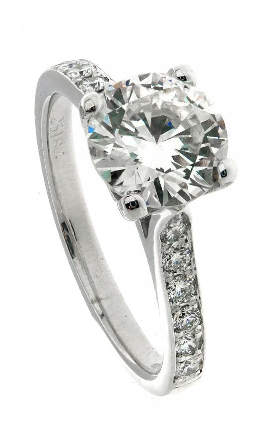 four diamond pave round brilliant solitaire engagement ring
