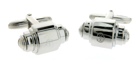 custom made and engraved barrell shaped white gold cufflinkscustom made and engraved barrell shaped white gold cufflinks