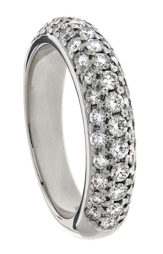 18k white gold Eternity Ring with three rows of diamond pavé.