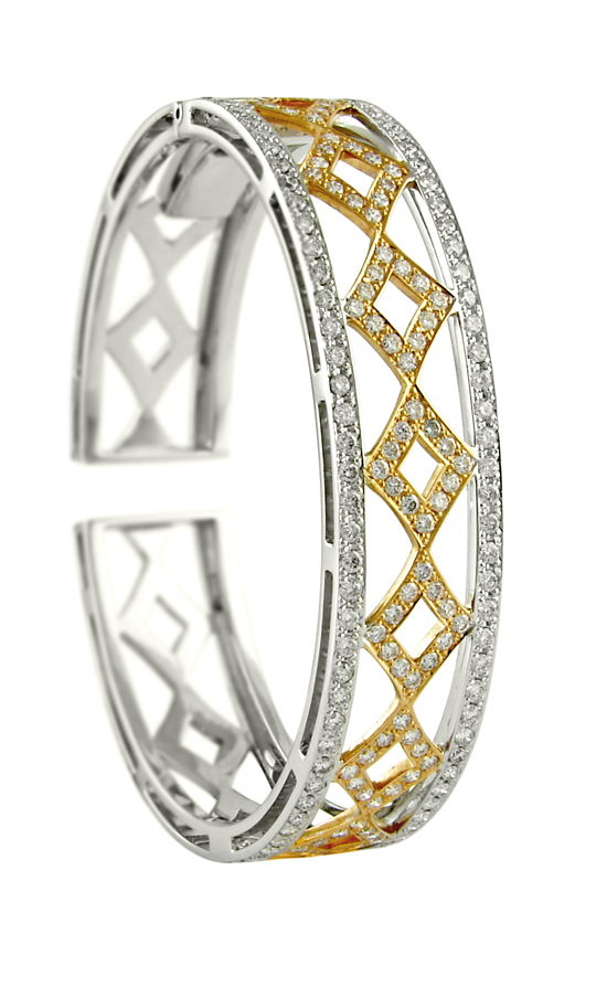 Diamond Pavé cuff bracelet in 18kyellow and white gold