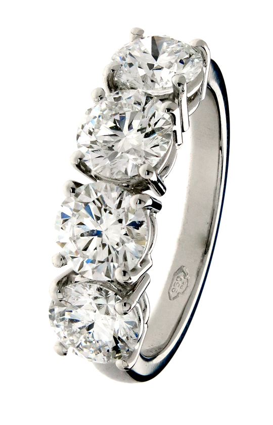 four round brilliant diamonds set individually in 18k white gold. 2ct total weight