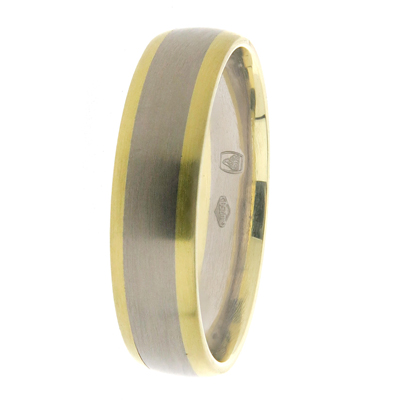 Two tone 18ct gold mens wedding ring