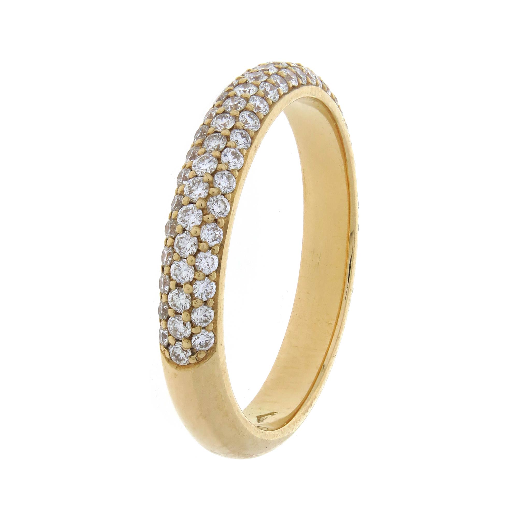 Eternity ring with three rows of diamond pave in yellow gold 18k